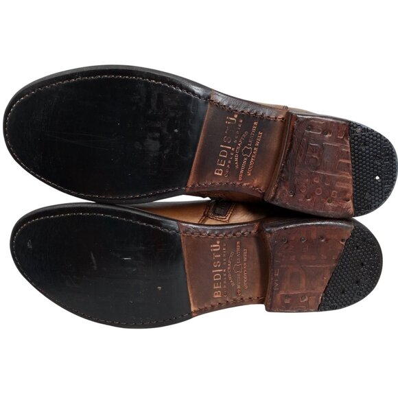 Bed Stu Newark Riding Mid Calf Brown Leather Boots Size 9 Lace Up Western Moto - Picture 7 of 16